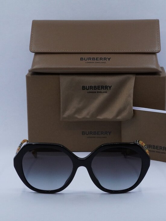 Burberry BE4375F 38538G Geometric Sunglasses - Black / Grey main image 7